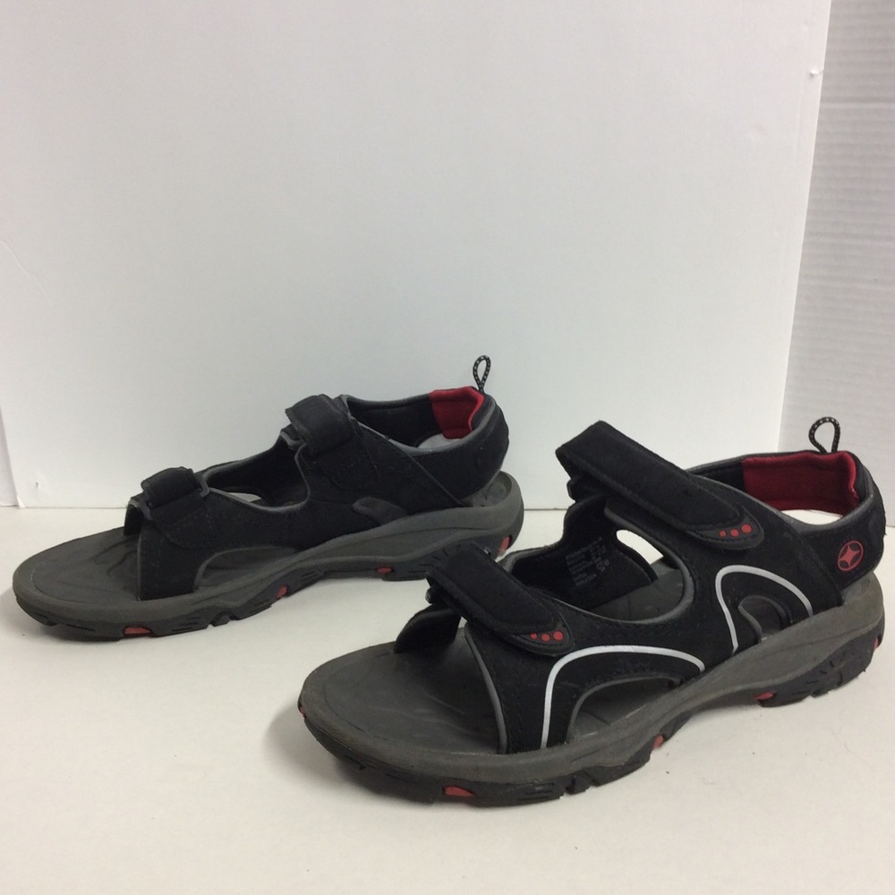 Spalding Black Red Sandals Velour Closure Sz101/2